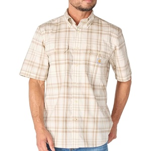 image:imageCarhartt Mens 107273 Fort Loose Short Sleeve Plaid ShirtEggshell