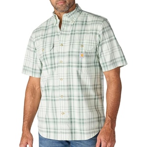 image:imageCarhartt Mens 107273 Fort Loose Short Sleeve Plaid ShirtSmoked Teal
