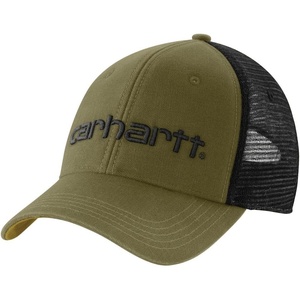 image:imageCarhartt Mens Canvas MeshBack Logo Graphic CapDark Bronzed Green