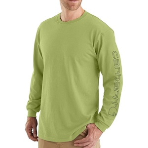image:imageCarhartt Mens Dearborn Loose LongSleeve Logo TShirt CloseoutAlgae Green