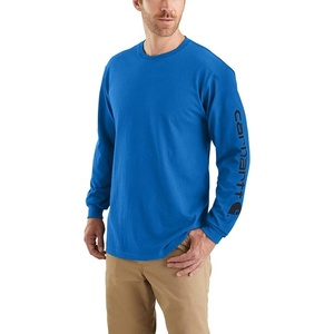 image:imageCarhartt Mens Dearborn Loose LongSleeve Logo TShirt CloseoutBeacon Blue Heather