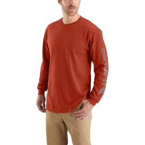 image:imageCarhartt Mens Dearborn Loose LongSleeve Logo TShirt CloseoutChili Pepper Heather