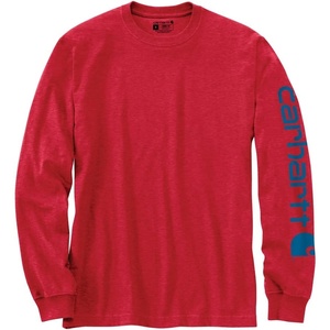 image:imageCarhartt Mens Dearborn Loose LongSleeve Logo TShirt CloseoutFire Red Heather