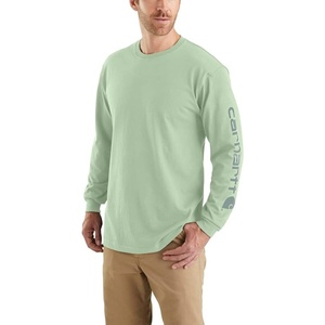 image:imageCarhartt Mens Dearborn Loose LongSleeve Logo TShirt CloseoutSoft Green