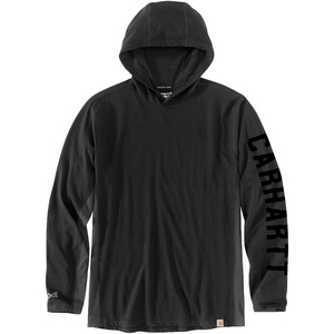 image:imageCarhartt Mens Force Relaxed Fit Midweight LongSleeve Logo Graphic Hooded TShirtBlack