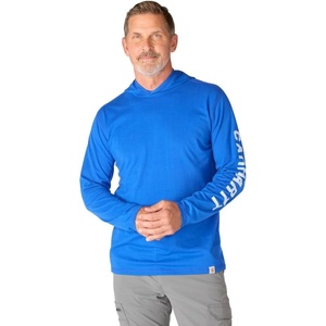 image:imageCarhartt Mens Force Relaxed Fit Midweight LongSleeve Logo Graphic Hooded TShirtElectric Indigo