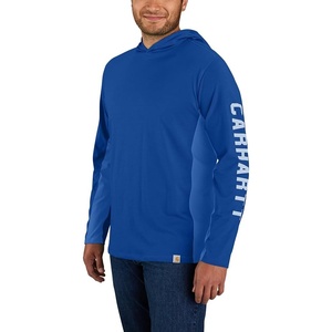 image:imageCarhartt Mens Force Relaxed Fit Midweight LongSleeve Logo Graphic Hooded TShirtGlass Blue