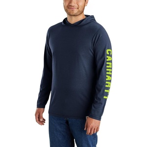 image:imageCarhartt Mens Force Relaxed Fit Midweight LongSleeve Logo Graphic Hooded TShirtNavy
