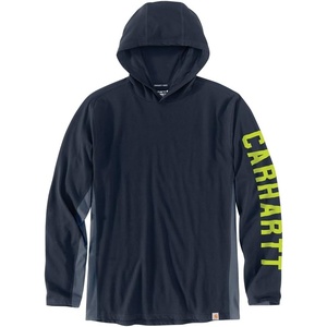 image:imageCarhartt Mens Force Relaxed Fit Midweight LongSleeve Logo Graphic Hooded TShirtNavy Closeout