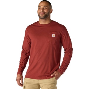 image:imageCarhartt Mens Force Relaxed Fit Midweight LongSleeve Pocket TShirtDark Spice Red Heather
