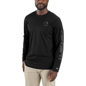 image:imageCarhartt Mens Force Sun Defender Lightweight LongSleeve Logo Graphic TShirtBlack