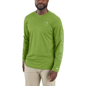 image:imageCarhartt Mens Force Sun Defender Lightweight LongSleeve Logo Graphic TShirtSwitchgrass