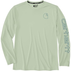 image:imageCarhartt Mens Force Sun Defender Lightweight LongSleeve Logo Graphic TShirtTender Greens