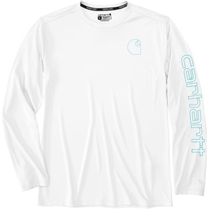 image:imageCarhartt Mens Force Sun Defender Lightweight LongSleeve Logo Graphic TShirtWhite