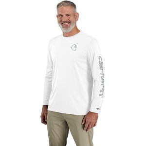 image:imageCarhartt Mens Force Sun Defender Lightweight LongSleeve Logo Graphic TShirtWhiteNavy