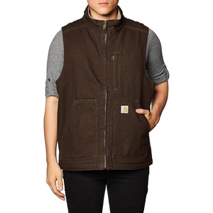 image:imageCarhartt Mens Washed Duck MockNeck VestDark Brown