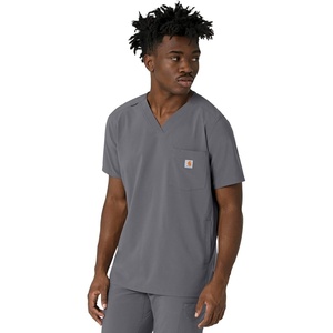 image:imageCarhartt Scrubs for Men Force CrossFlex VNeck Tops with 3 PocketsPewter