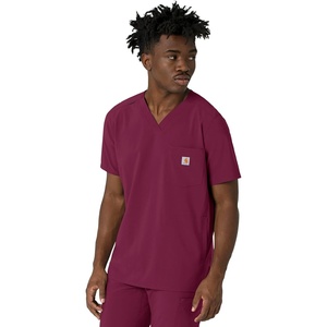 image:imageCarhartt Scrubs for Men Force CrossFlex VNeck Tops with 3 PocketsWine