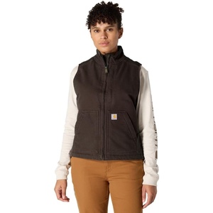 image:imageCarhartt Womens Washed Duck Mock Neck VestDark Brown