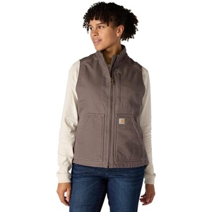 image:imageCarhartt Womens Washed Duck Mock Neck VestTaupe Gray