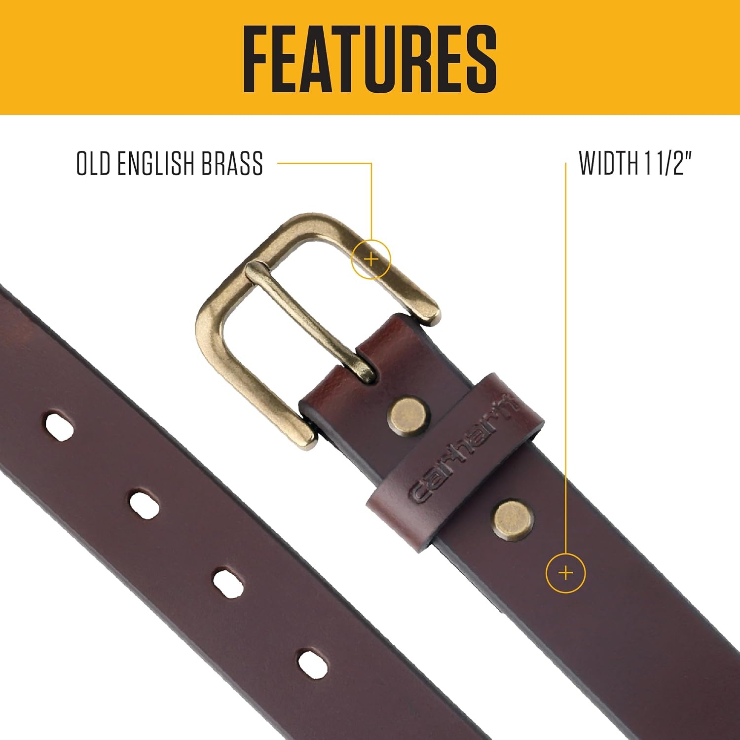 image:imageCarhartt Womens Casual Rugged Belts Available in Multiple Styles Colors amp SizesClassic Leather Buckle W Nickle Roller Finish Black