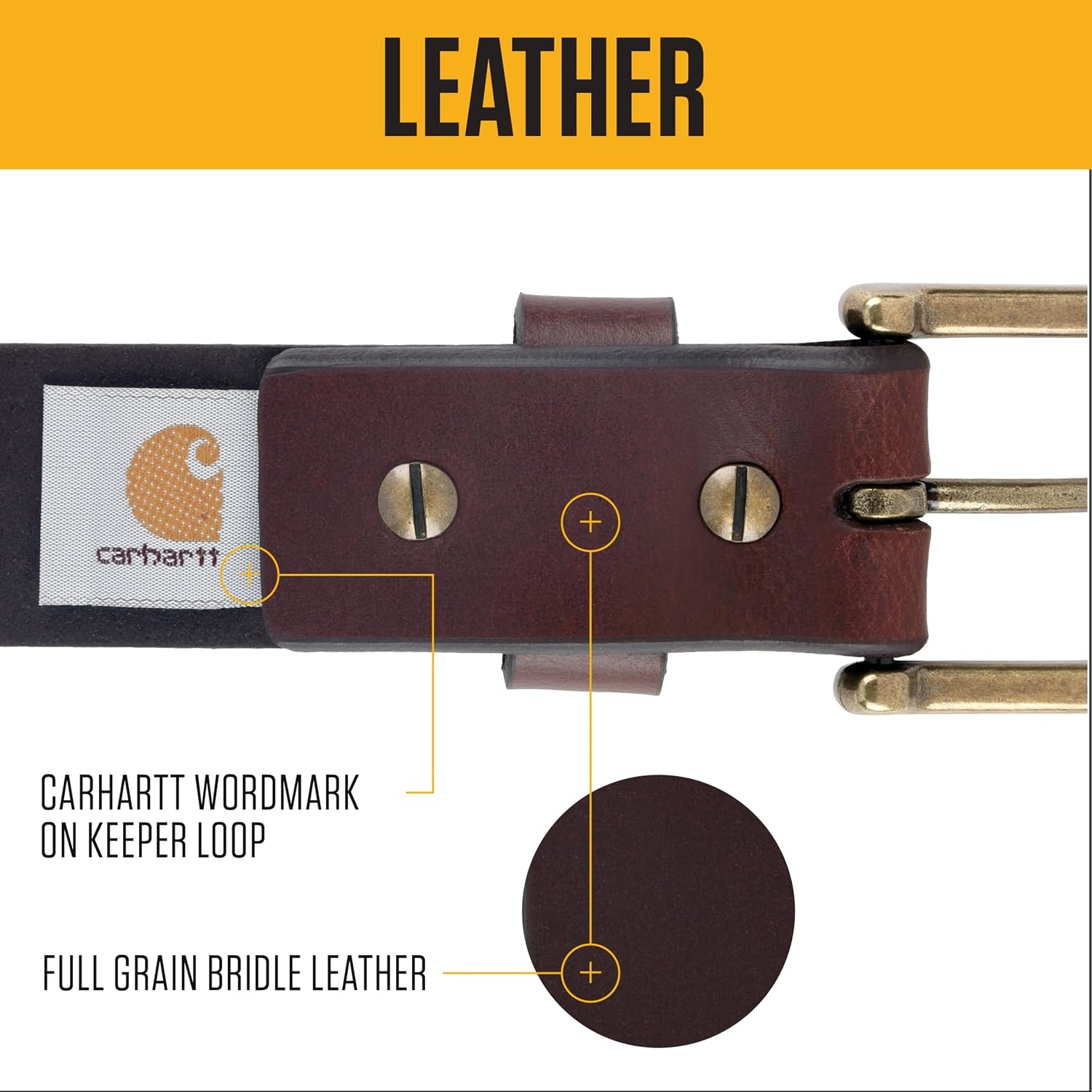 image:imageCarhartt Womens Casual Rugged Belts Available in Multiple Styles Colors amp SizesClassic Leather Buckle W Nickle Roller Finish Black