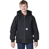 image:imageCarhartt Boys FlannelLined Hooded Canvas Insulated ZipUp Jacket  Polyester Blend  Quilted Polyester Brushed TricotLined Main Body  Everyday WearBlack