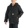 image:imageCarhartt Boys FlannelLined Hooded Canvas Insulated ZipUp Jacket  Polyester Blend  Quilted Polyester Brushed TricotLined Main Body  Everyday WearCaviar Black