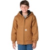 image:imageCarhartt Boys FlannelLined Hooded Canvas Insulated ZipUp Jacket  Polyester Blend  Quilted Polyester Brushed TricotLined Main Body  Everyday WearNew Carhartt Brown