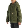 image:imageCarhartt Boys FlannelLined Hooded Canvas Insulated ZipUp Jacket  Polyester Blend  Quilted Polyester Brushed TricotLined Main Body  Everyday WearOlive