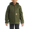 image:imageCarhartt Boys FlannelLined Hooded Canvas Insulated ZipUp Jacket  Polyester Blend  Quilted Polyester Brushed TricotLined Main Body  Everyday WearOlive