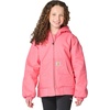 image:imageCarhartt Girls Zip Front Canvas Insulated Hooded Active Jac  100 Cotton  Midweight 100 Cotton Canvas Shell Sherpa Fleece  Cozy WarmthPink
