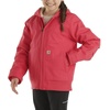 image:imageCarhartt Girls Zip Front Canvas Insulated Hooded Active Jac  100 Cotton  Midweight 100 Cotton Canvas Shell Sherpa Fleece  Cozy WarmthRaspberry