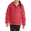 image:imageCarhartt Girls Zip Front Canvas Insulated Hooded Active Jac  100 Cotton  Midweight 100 Cotton Canvas Shell Sherpa Fleece  Cozy WarmthRaspberry