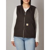 image:imageCarhartt Mens 104394 Washed Duck Vest  Sherpa LinedDark Brown