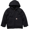 image:imageCarhartt Boys FlannelLined Hooded Canvas Insulated ZipUp Jacket  Polyester Blend  Quilted Polyester Brushed TricotLined Main Body  Everyday WearCaviar Black