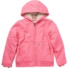 image:imageCarhartt Girls Zip Front Canvas Insulated Hooded Active Jac  100 Cotton  Midweight 100 Cotton Canvas Shell Sherpa Fleece  Cozy WarmthPink Lemonade