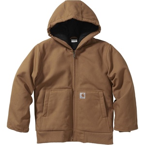 image:imageCarhartt Boys FlannelLined Hooded Canvas Insulated ZipUp Jacket  Polyester Blend  Quilted Polyester Brushed TricotLined Main Body  Everyday WearCarhartt Brown