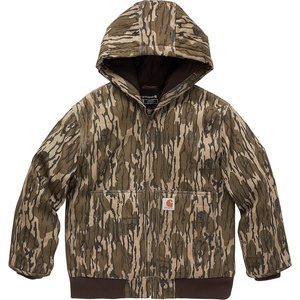 image:imageCarhartt Boys FlannelLined Hooded Canvas Insulated ZipUp Jacket  Polyester Blend  Quilted Polyester Brushed TricotLined Main Body  Everyday WearMossy Oak Bottomland
