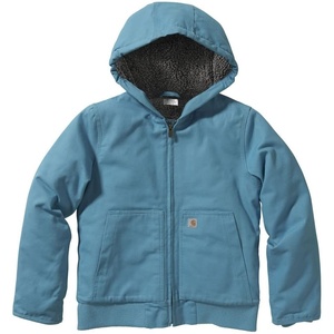 image:imageCarhartt Girls Zip Front Canvas Insulated Hooded Active Jac  100 Cotton  Midweight 100 Cotton Canvas Shell Sherpa Fleece  Cozy WarmthBlue Moon