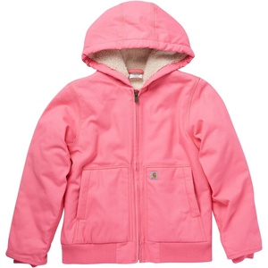 image:imageCarhartt Girls Zip Front Canvas Insulated Hooded Active Jac  100 Cotton  Midweight 100 Cotton Canvas Shell Sherpa Fleece  Cozy WarmthPink Lemonade