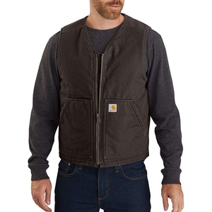 image:imageCarhartt Mens 104394 Washed Duck Vest  Sherpa LinedDark Brown