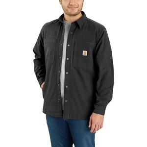 image:imageCarhartt Mens 105532 Rugged Flex Relaxed Fit Canvas FleeceLined SnapBlack