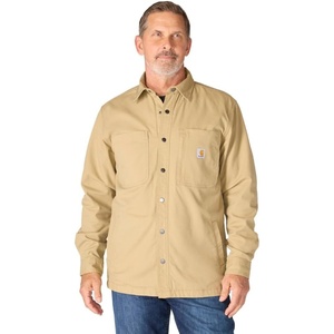 image:imageCarhartt Mens 105532 Rugged Flex Relaxed Fit Canvas FleeceLined SnapDark Khaki