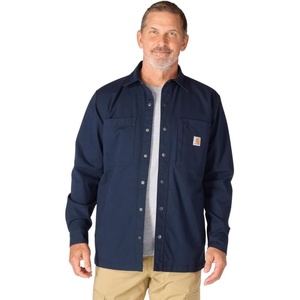 image:imageCarhartt Mens 105532 Rugged Flex Relaxed Fit Canvas FleeceLined SnapNavy