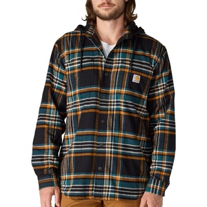 image:imageCarhartt Mens 107011 Rugged Flex Relaxed Fit Flannel Fleece Lined HBlackGreenstone