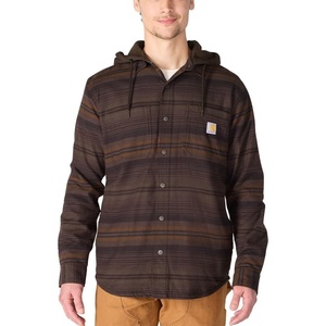 image:imageCarhartt Mens 107011 Rugged Flex Relaxed Fit Flannel Fleece Lined HDark Clove