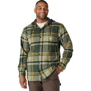 image:imageCarhartt Mens 107011 Rugged Flex Relaxed Fit Flannel Fleece Lined HForestry Green