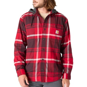 image:imageCarhartt Mens 107011 Rugged Flex Relaxed Fit Flannel Fleece Lined HIndustry Red