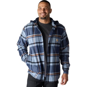 image:imageCarhartt Mens 107011 Rugged Flex Relaxed Fit Flannel Fleece Lined HNavy Closeout
